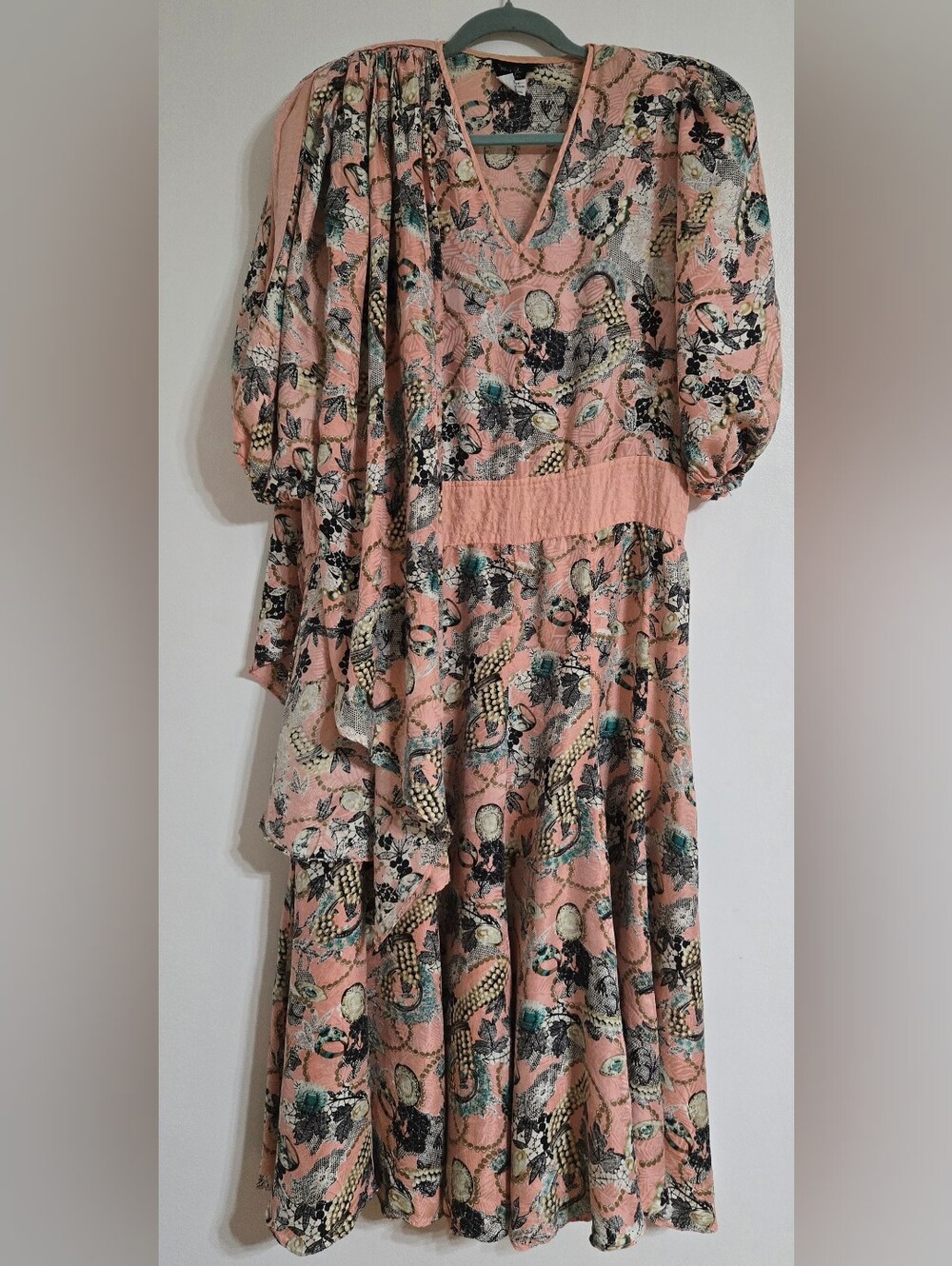 Diane Freis Vintage Original Georgett Silk Bohemian Jewelry Abstact Print Dress